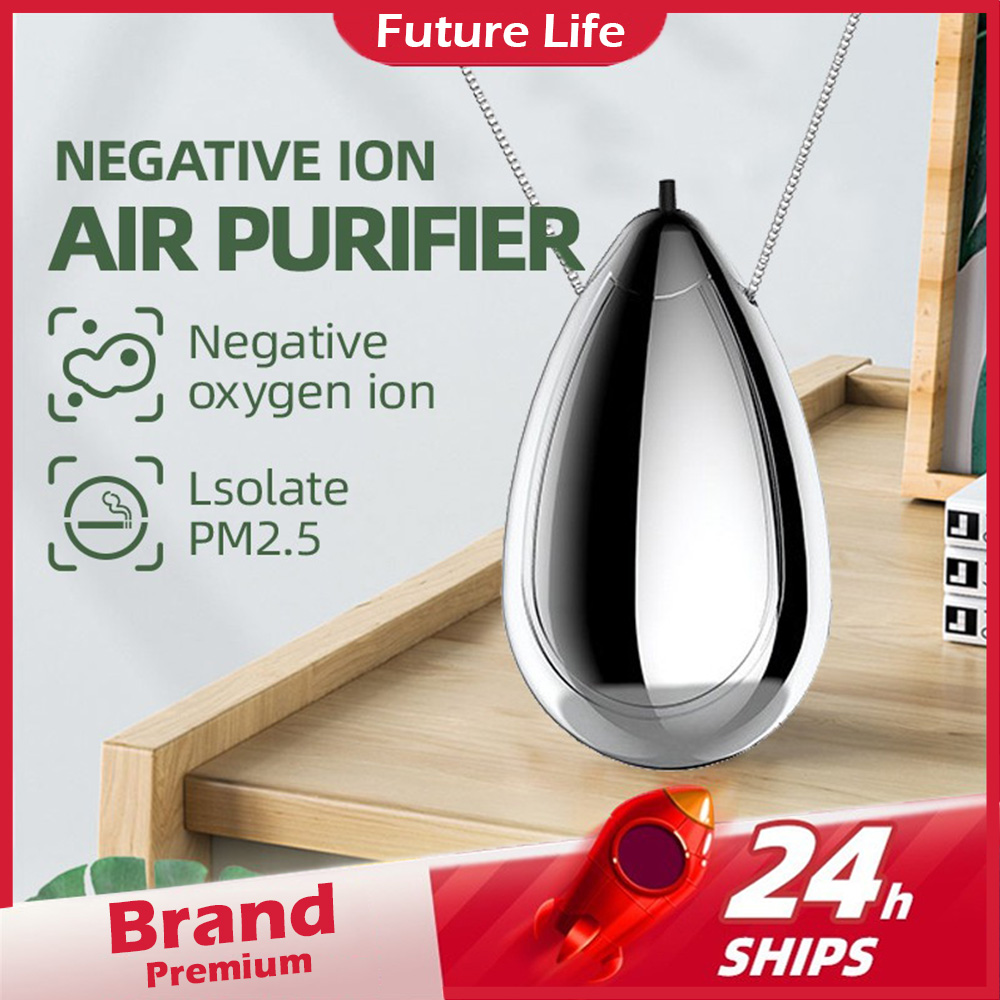 Kalung Air Purifier / Humidifier / Ozone Generator Ion Negatif Mini Dapat Dipakai