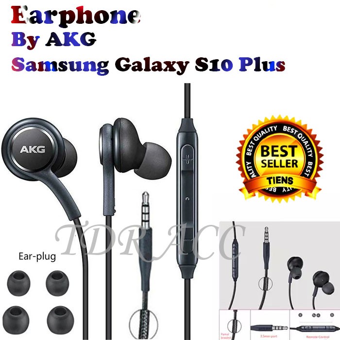 HEADSET - HANDSFREE - EARPHONE SAMSUNG AKG S10+ S10 PLUS JACK AUDIO 3.5MM MEGABASS EXTRABASS STEREO PACKINGAN IMPORT