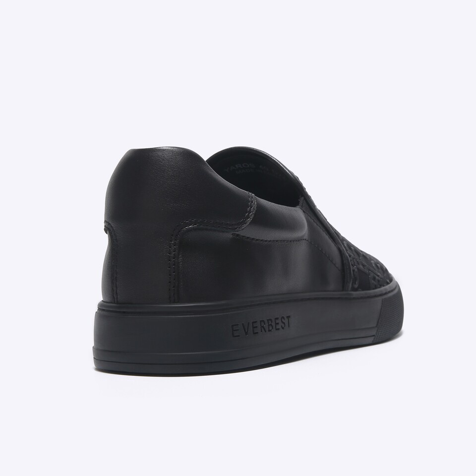 SEPATU SLIP ON EVERBEST PRIA ORIGINAL CASUAL ALL FULL BLACK POLOS EM20