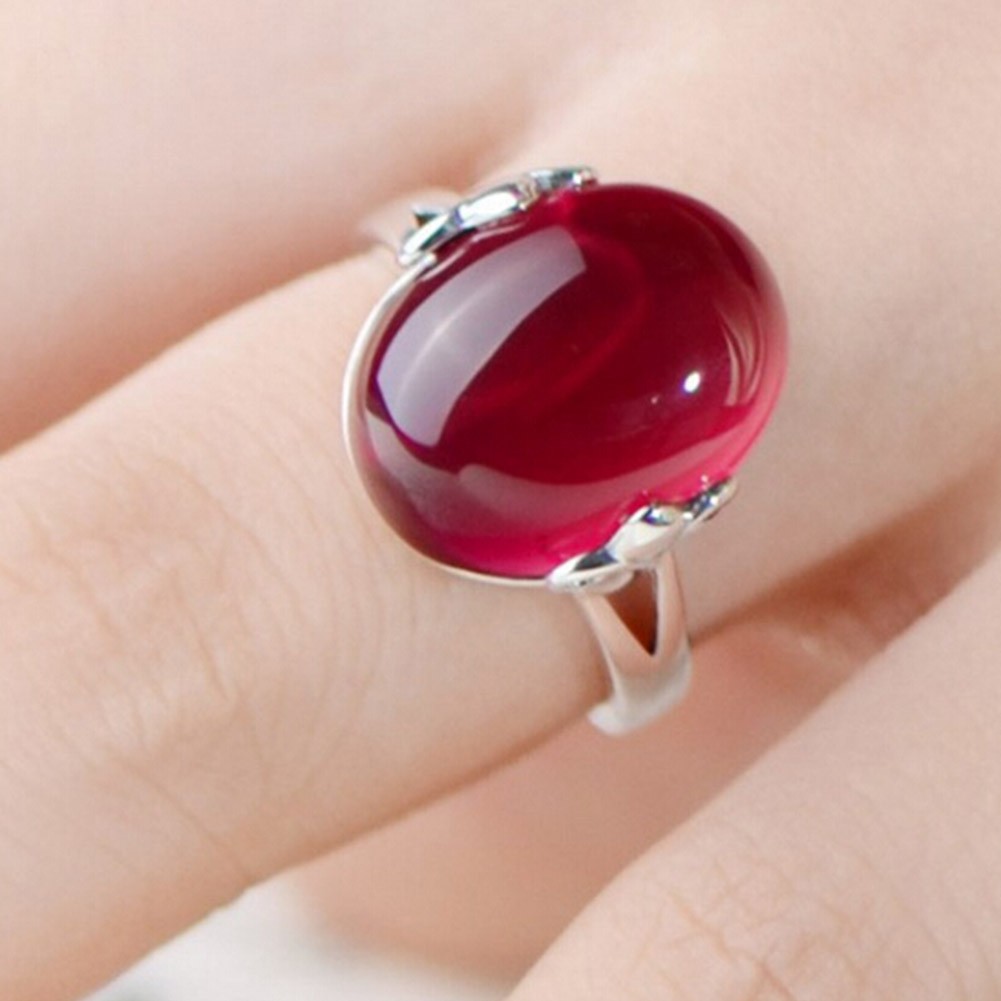 4 Warna Disesuaikan 925 Perak Berkilau Alami Cincin Batu Permata Safir Merah Delima Bubuk Kristal