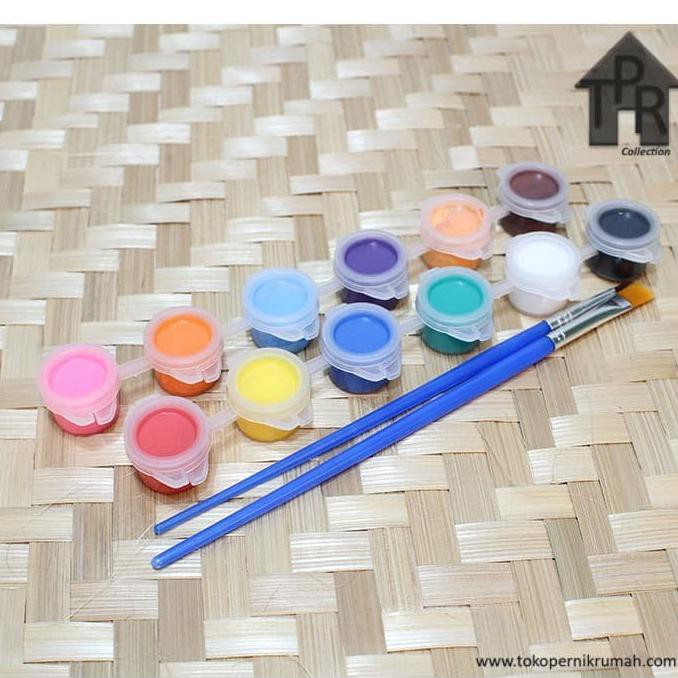 

Produk Terbaik] Cat Akrilik Untuk Prakarya Tanah Liat - 12Warna + 2Kuas