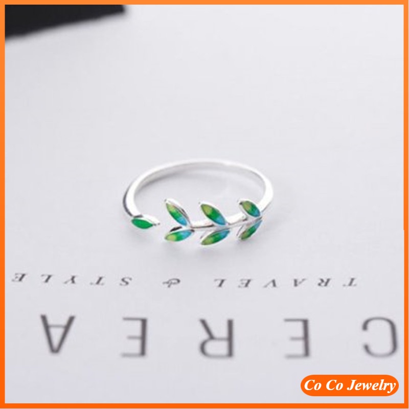 Personaly Simple Green Leaf Rings Korean Index Finger Opening Ring Women Jewelry