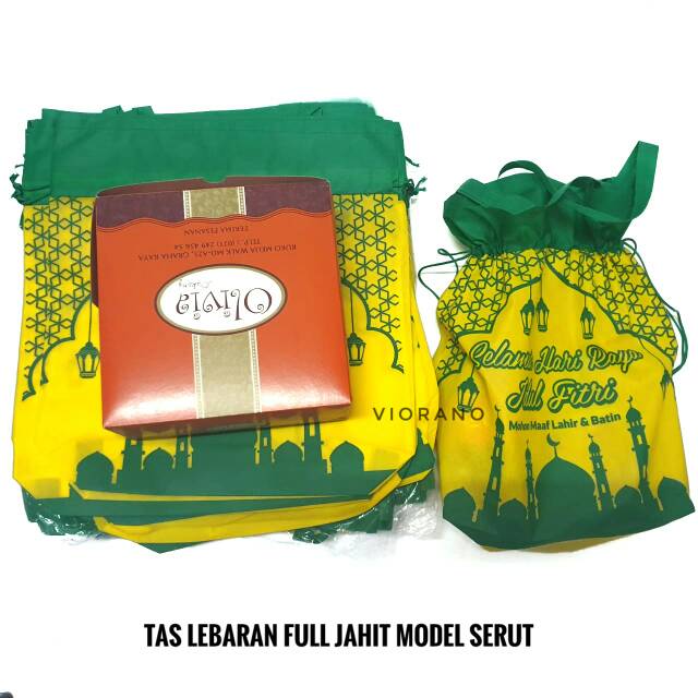 Tas Lebaran Serut 44x48cm GoodieBag Tas Bingkisan Jahit Tapak Bawah Kantong Belanja Ukuran Besar