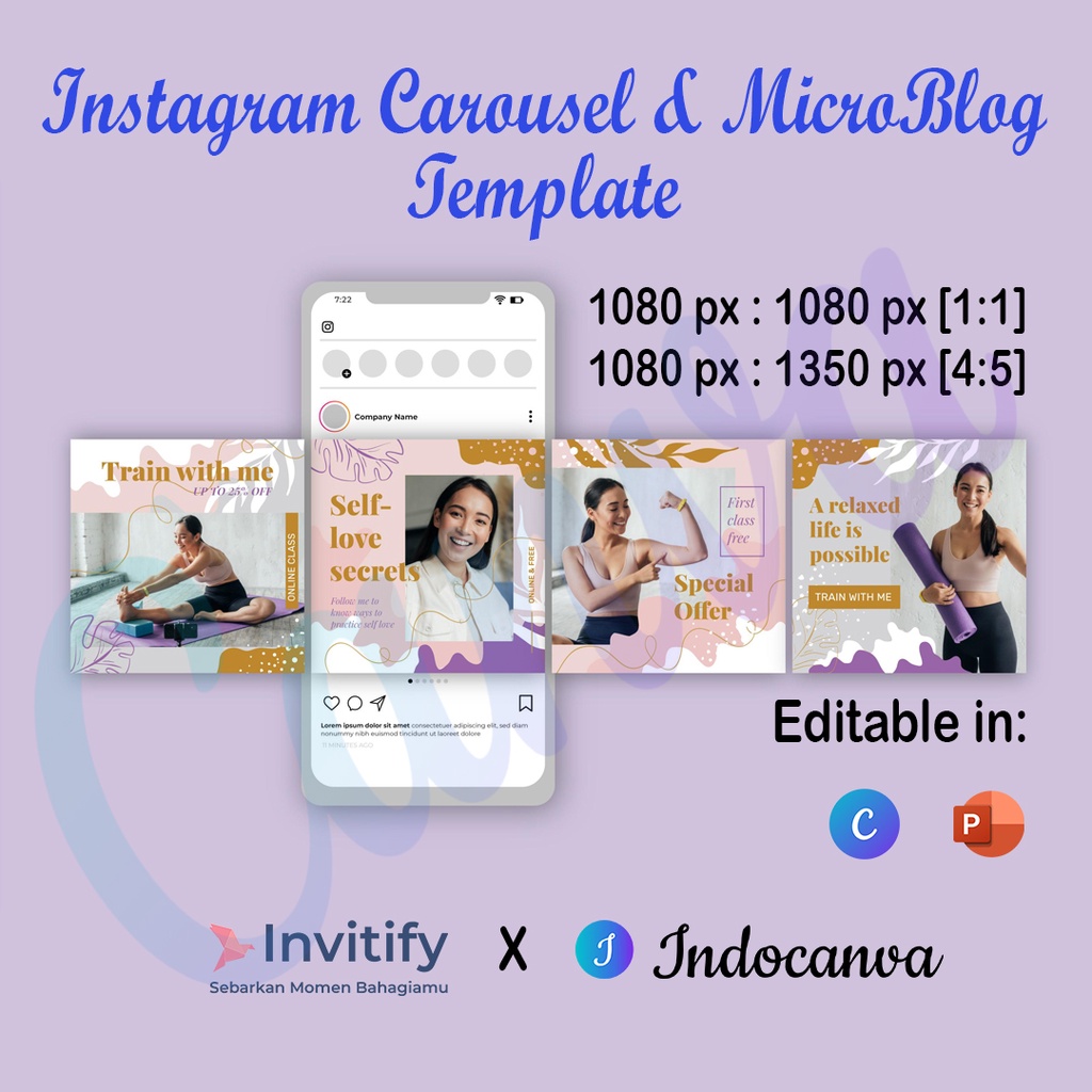 Template 300 Desain Canva Instagram Carousel & MicroBlog | Indocanva