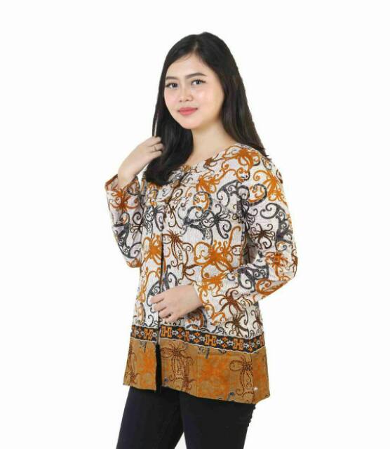 Atasan Batik Cewek Wanita Lengan Panjang Resmi Kerja Formal Sarimbit couple pasangan kondangan sogan