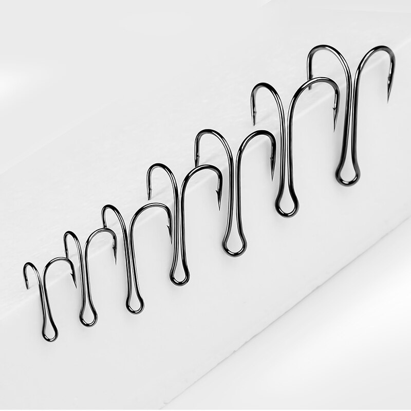 PROBEROS Kail Pancing Set 50pcs High Carbon Steel Double Fishing Hooks 1#-4/0# Fly Tying Double Hooks for Jig Bass Lead Sinker Fishing Accessories 8001-3