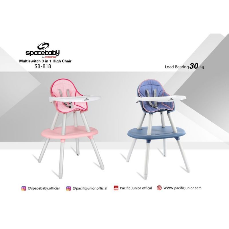 High Chair Space Baby SB-818 Multiswitch 3in1 Booster Seat Kursi Makan Bayi