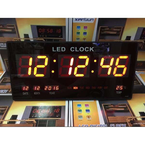 Jam Dinding Digital LED Meja LED Clock 4622 Merah