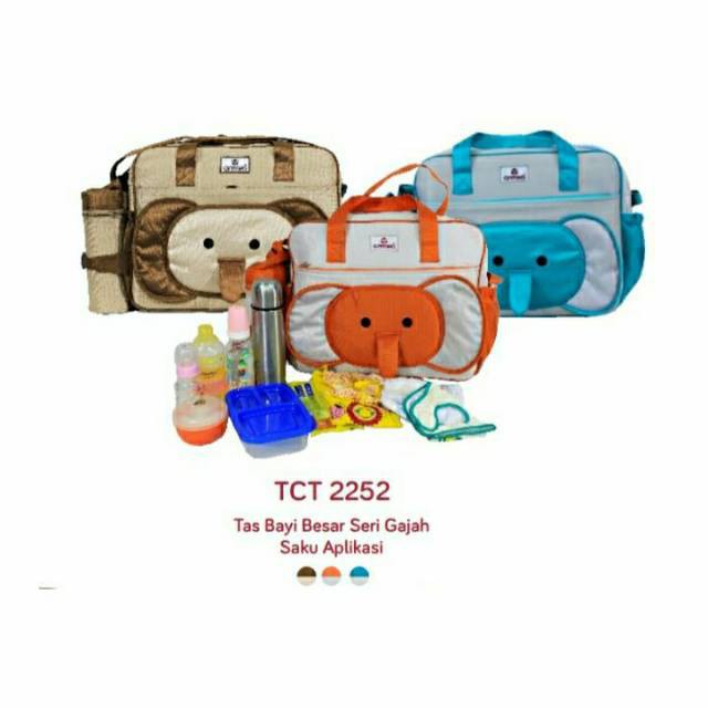 Cintaka Tas Bayi Besar + Tempat Botol Susu Saku Aplikasi Gajah Series TCT2252Traveling Bayi 92-4412