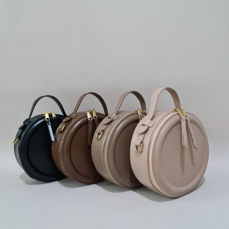 NAOMI - Veronica Sling Bag - Tas Import -Tas Selempang Premium - Bulat Round Kulit Sintetis PU Terbaru Modern - Tas Model Bulat - Latest Model Bag - naomi bag - tas bulat - tas circle - tas premium