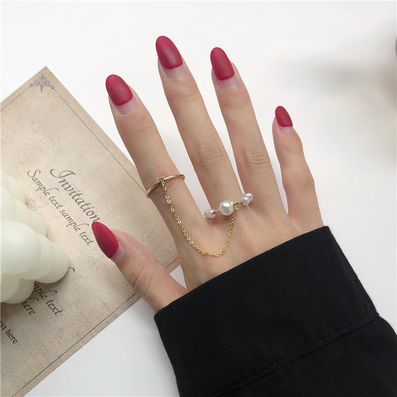 YEEZII Cincin Rantai Adjustable Hias Mutiara Zircon Gaya Korea Untuk Wanita