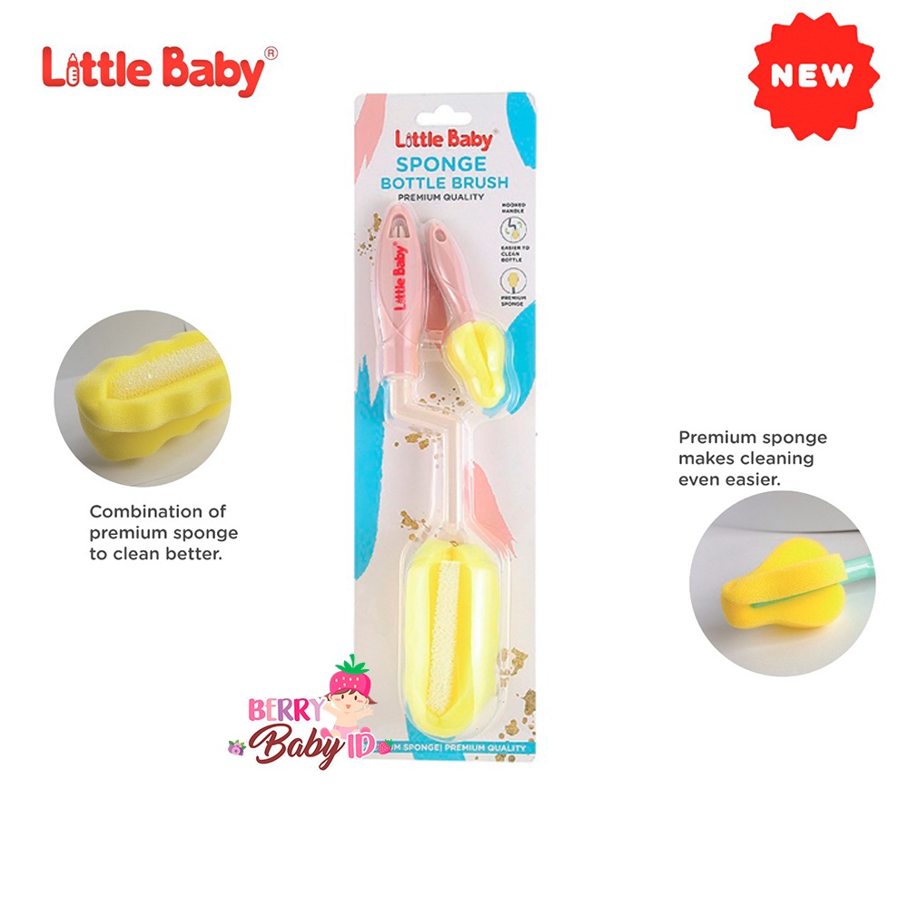 Little Baby 2-in-1 Bottle &amp; Nipple Sponge Brush Sikat Botol &amp; Dot Bayi Berry Mart