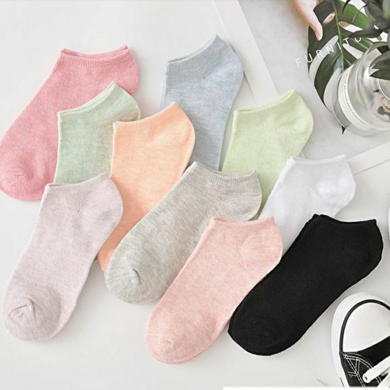 Kaos Kaki Polos Wanita KaosKaki Spandek Pendek Korea Murah Short Socks