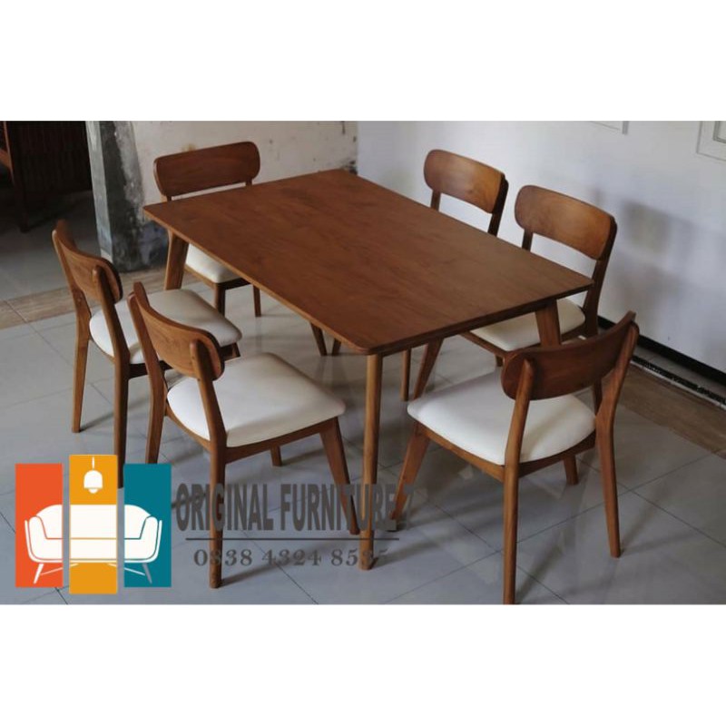 set meja makan minimalis modern jati Jepara. meja makan termurah jati Jepara. meja makan 6 kursi