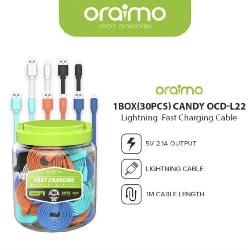 Oraimo OCD-L22 Candy Lightning iPon Fast Charging Cable ( 1 PCS ) - Garansi 1 Tahun