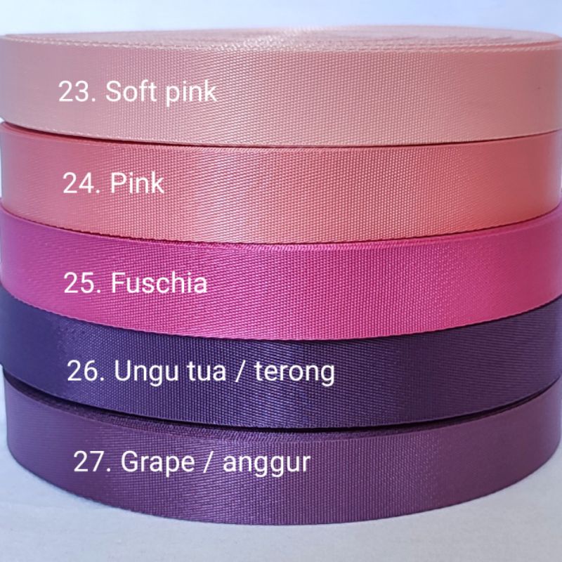 Webbing 2.5 cm Nylon Polos ketebalan 0.6mm (meteran)