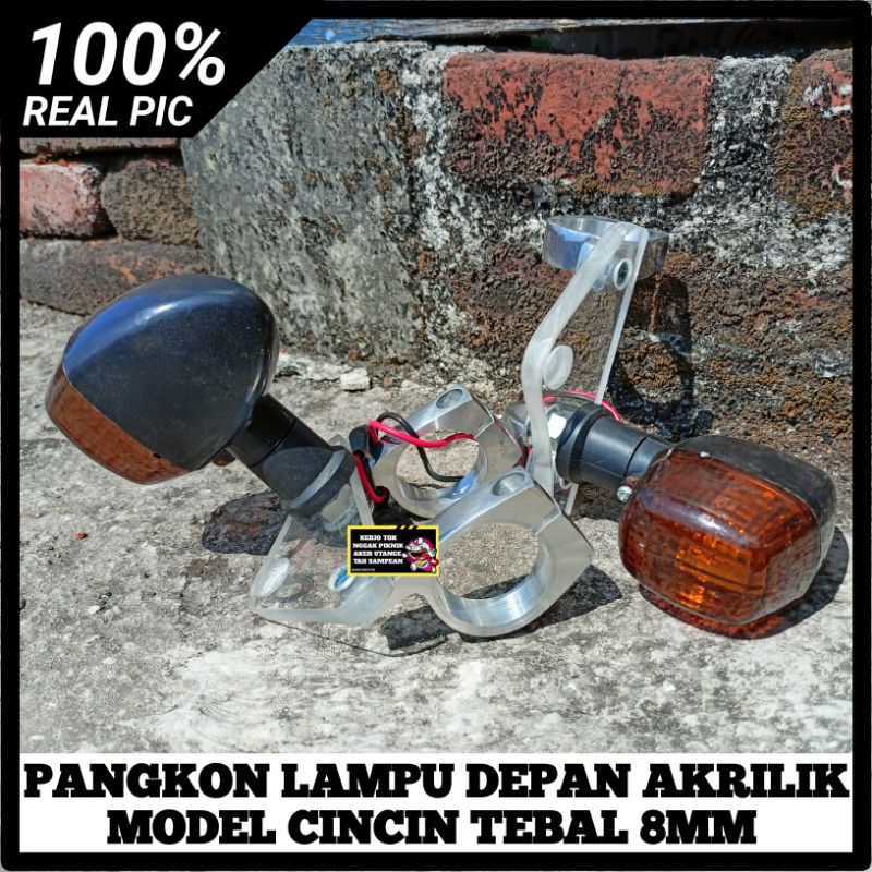 BREKET PANGKON LAMPU DEPAN AKRILIK MODEL CINCIN As 31 AS 33 SET LAMPU SEIN NINJA RR SS R PNP CB GL 1