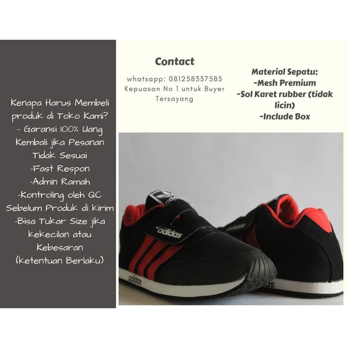 TERUPDATE SEPATU SEKOLAH ANAK SNEAKERS KETS ADIDAS - 24- HITAM KEREN
