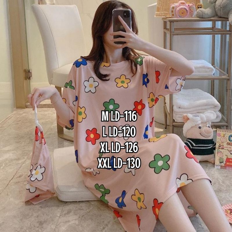 New Daster Jumbo Piyama Murah Import Piyama Import Wanita Daster Wanita Sleepwear Import free pouch-6