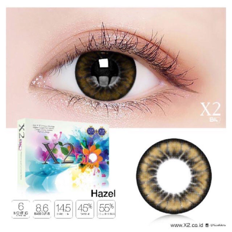 Softlens X2 BIO COLOR Minus 6.50 - 10.00 Dia 14.5MM / FREE LENSCASE - KASIMURA