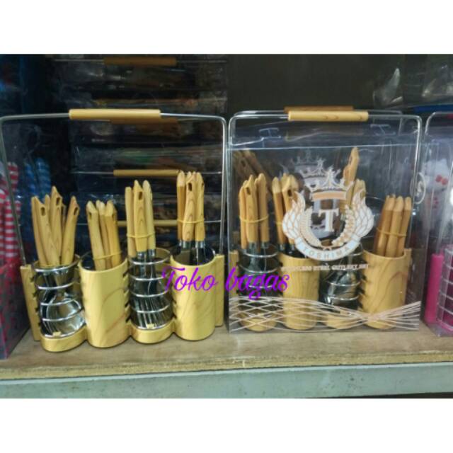 Sendok Set Toshima 24pcs Motif Kayu