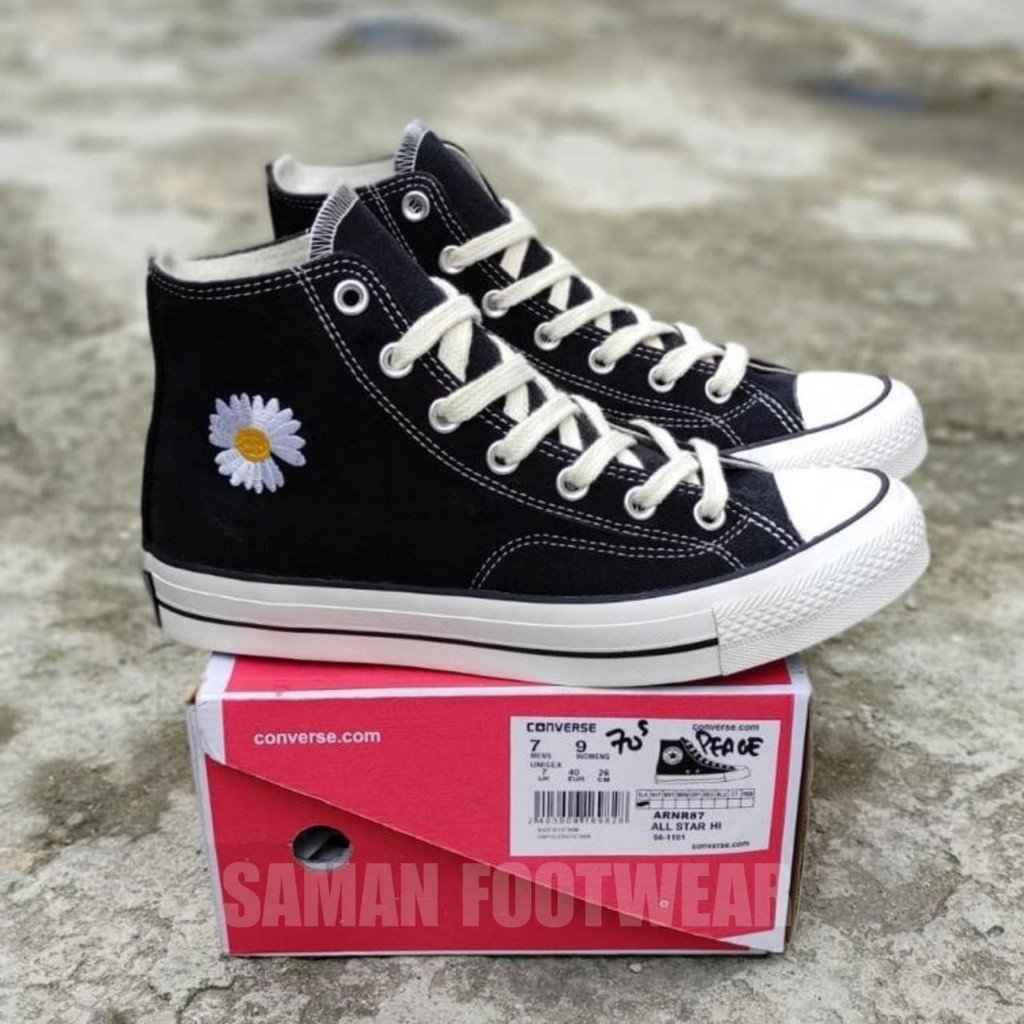( PREMIUM ) Sepatu Convs 70s CT Peace Minus One BUNGA High Low Black Egret Flower BNIB-2