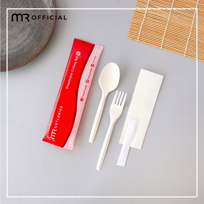 SENDOK GARPU PUTIH SUSU PLASTIK SET / SENDOK GARPU SET PLASTIK / SET SENDOK GARPU