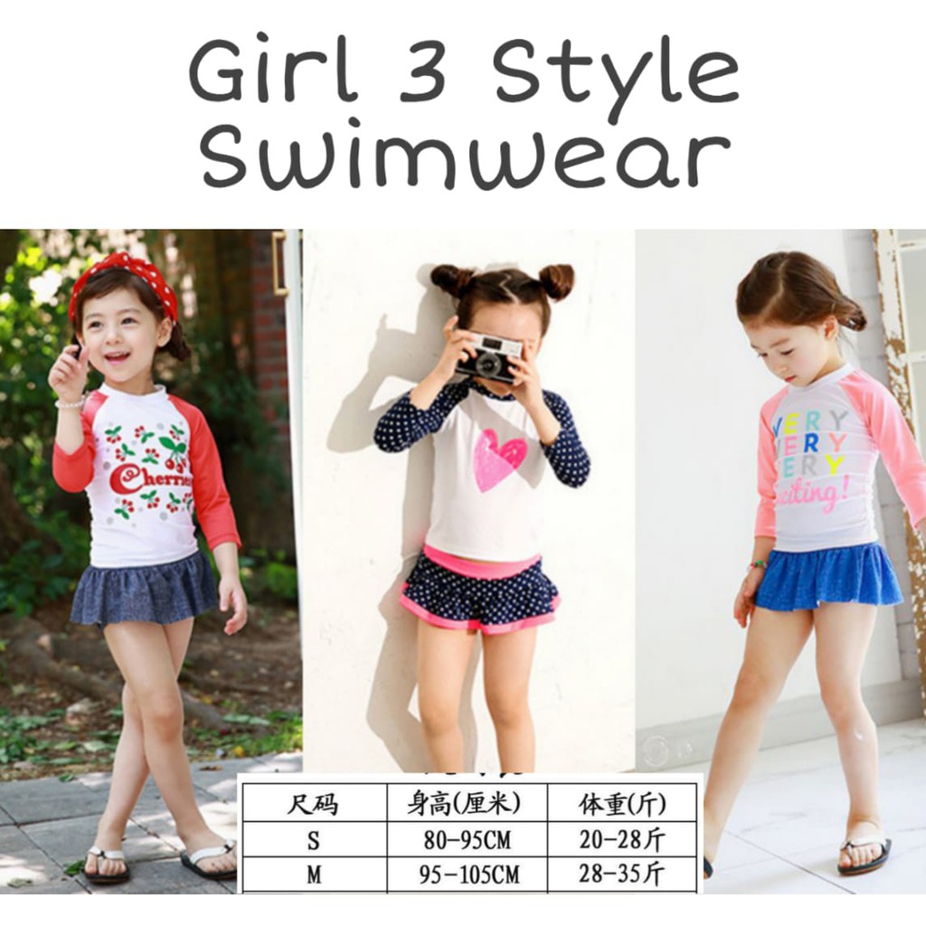 Girl 3 Styles Swimwear/ Baju Renang Anak Perempuan