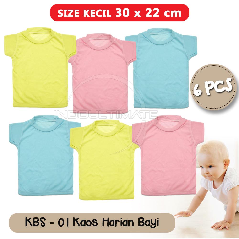 6Pcs Kaos Bayi Baju harian New Born Perempuan Laki-Laki KBS-01 Atasan Bayi Pakaian Tidur Bayi RANDOM