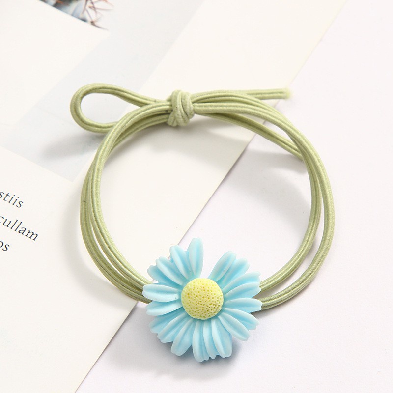 OVERFLOWS.ID Tali Rambut Bunga Ala Korea Kuncir Ikat Rambut Daisy Import-Tali BIASA Hijau