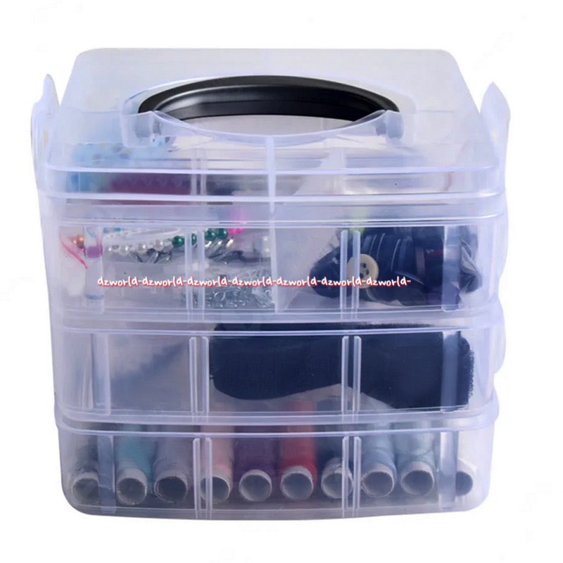 Arthome Sewing Kit 221pcs Alat Perlengkapan Jahit Menjahit Dengan Box 1set Benang Sekoci Meteran Gunting Alat Jahit 1 Kotak Transparan Art Home