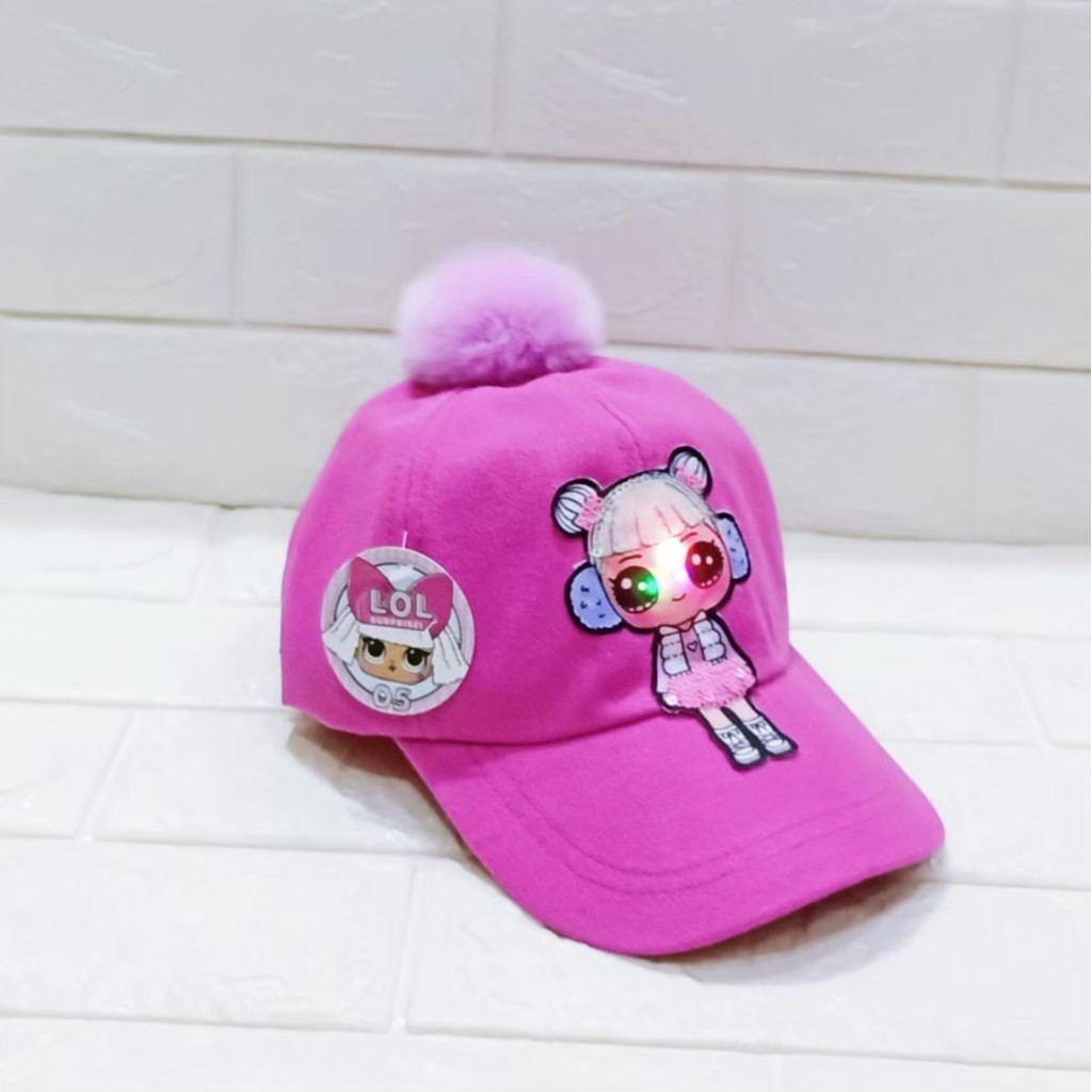 KIANJAYACOLLECTION89 - TOPI ANAK LOL POM POM - BISA MENYALA LED TERMURAH !!!