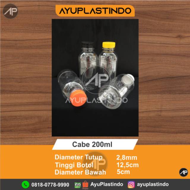 

Botol cabe 200ml isi 100/pack botol cabe 200ml food grade