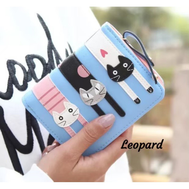 Dompet Wanita Lipat Mini Motif 3 KUCING REBAHAN / Dompet Kucing lucu