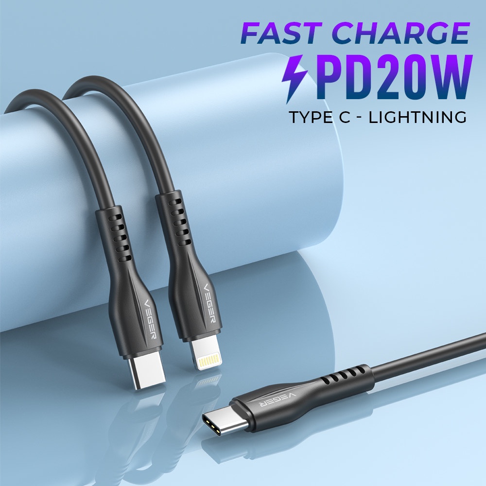 VEGER Kabel Data Cable C-LM2 Type C to Lightning For iPhone IPad Power Delivery PD 20W