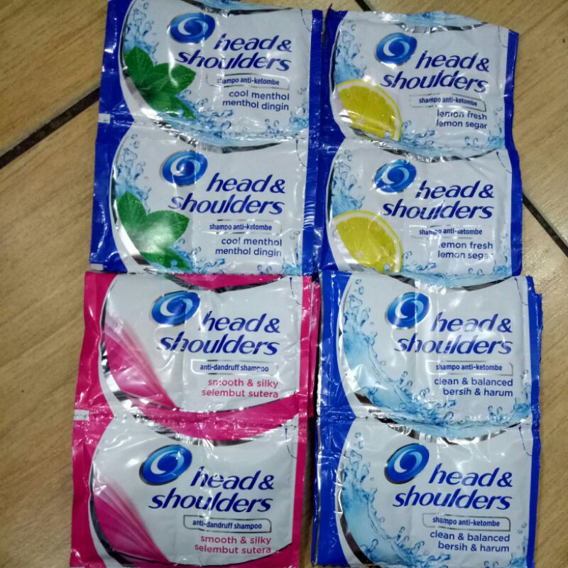 head &amp; shoulders shampo sachet 1set  isi 6 strip x 10ml