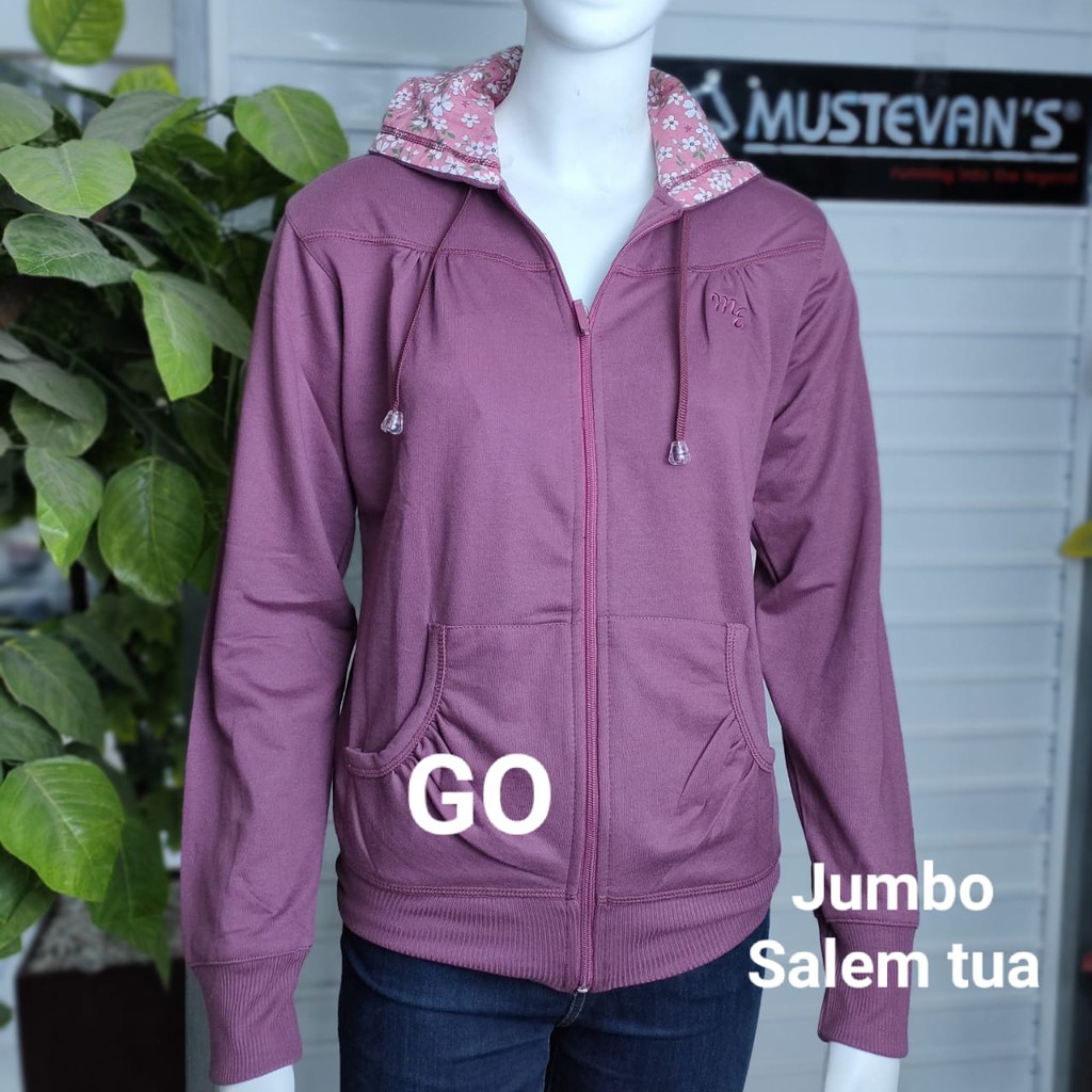 gof MUSTEVANS BIG SIZE JAKET WANITA Extra Size Jumbo Mama Size Sweater Polos Katun Casual Santai