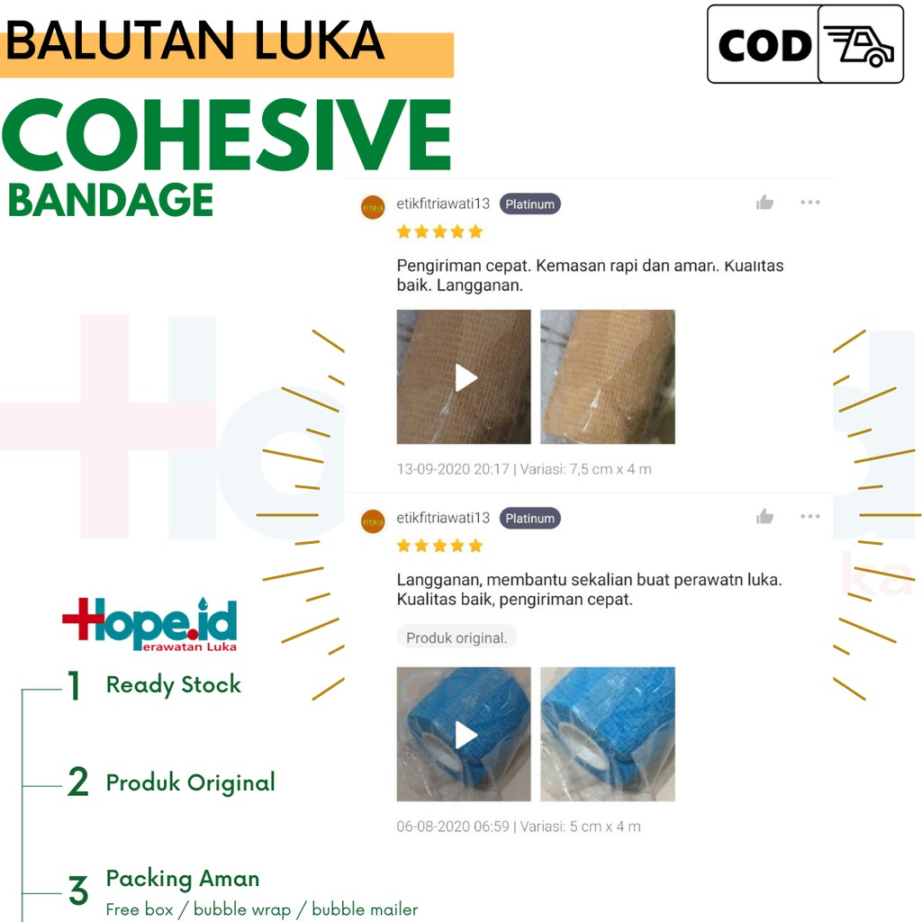 Cohesive Bandage | Finger Tape |Corip | Perban Luka Elastis Berperekat