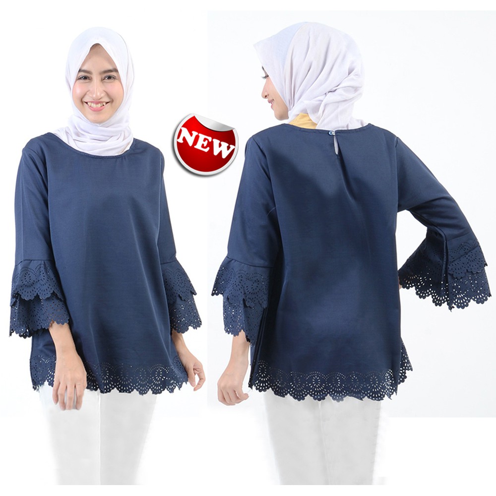 [Blouse Veline varian warna SW] blouse wanita balotelli NAVY/ABU/MOCCA
