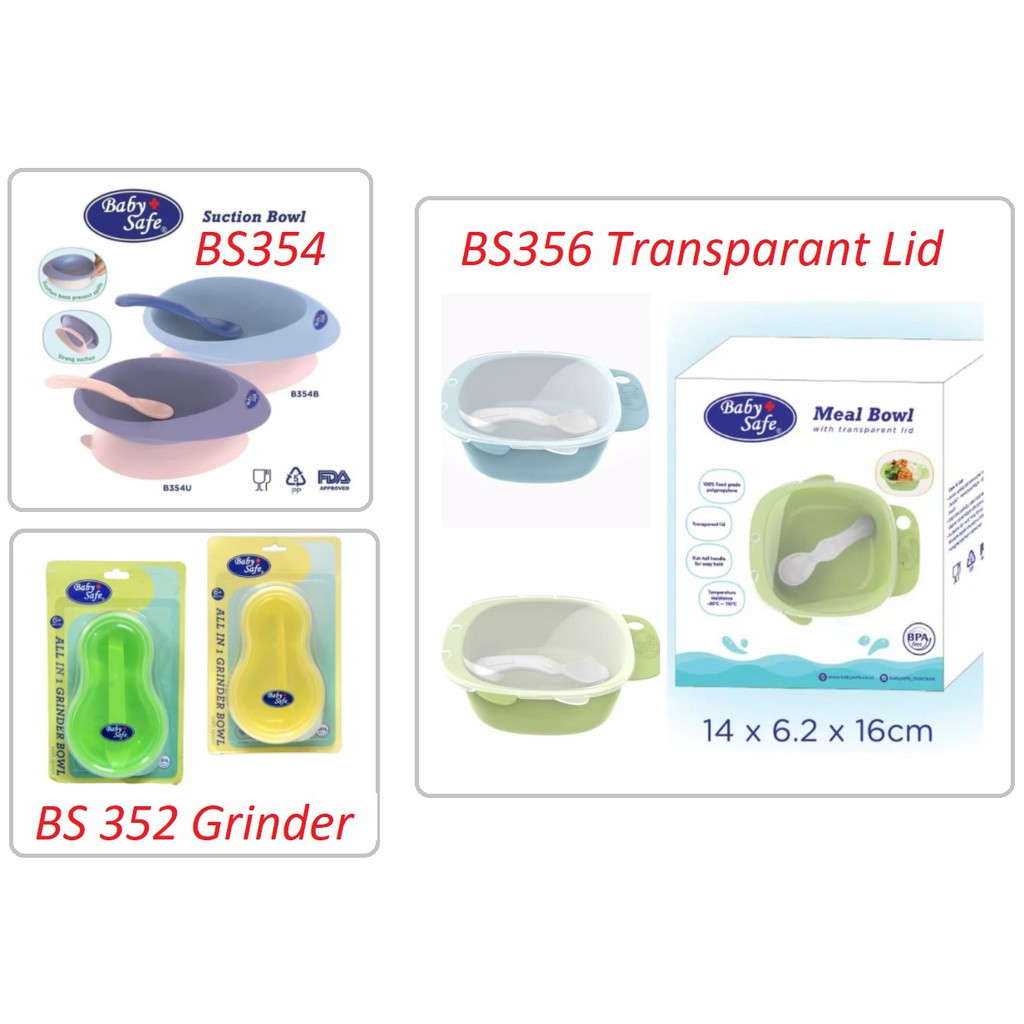 Baby Safe BS352 Grinder / BS354 Suction Bowl / BS356 ada Sendok Tempat Makan Bayi BabySafe CBKS