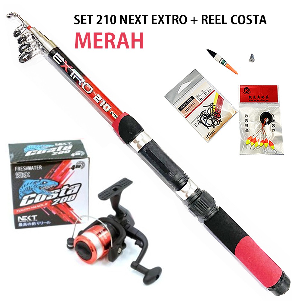 SET PANCING 210 LENGKAP KOMPLIT EXTRO 210 REEL COSTA 200 4BB KUAT 5KG