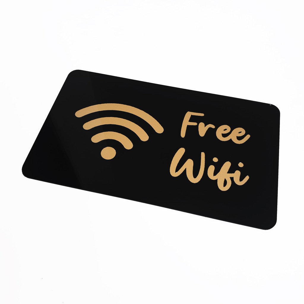 SIGNAGE TEMPEL - FREE WIFI AKRILIK GOLD - 20x12cm