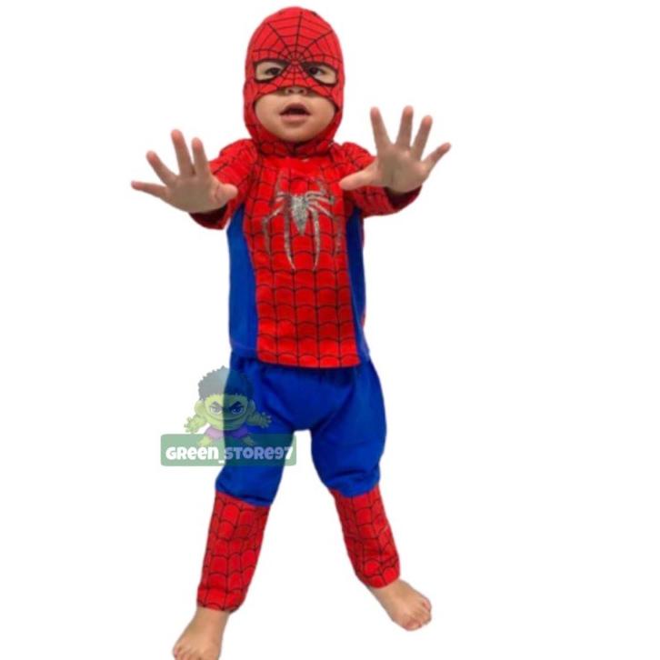 ☝ baju anak spiderman topeng kain / setelan spiderman anak topeng kain ✰