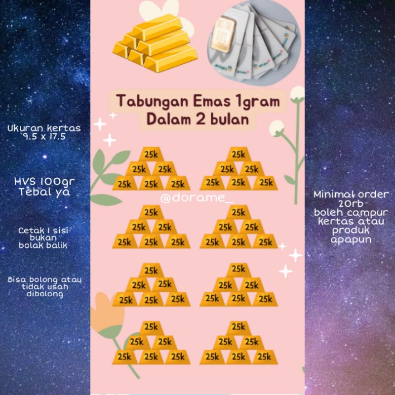 

Saving Challenge Tabungan Emas 1gram selama 2 bulan