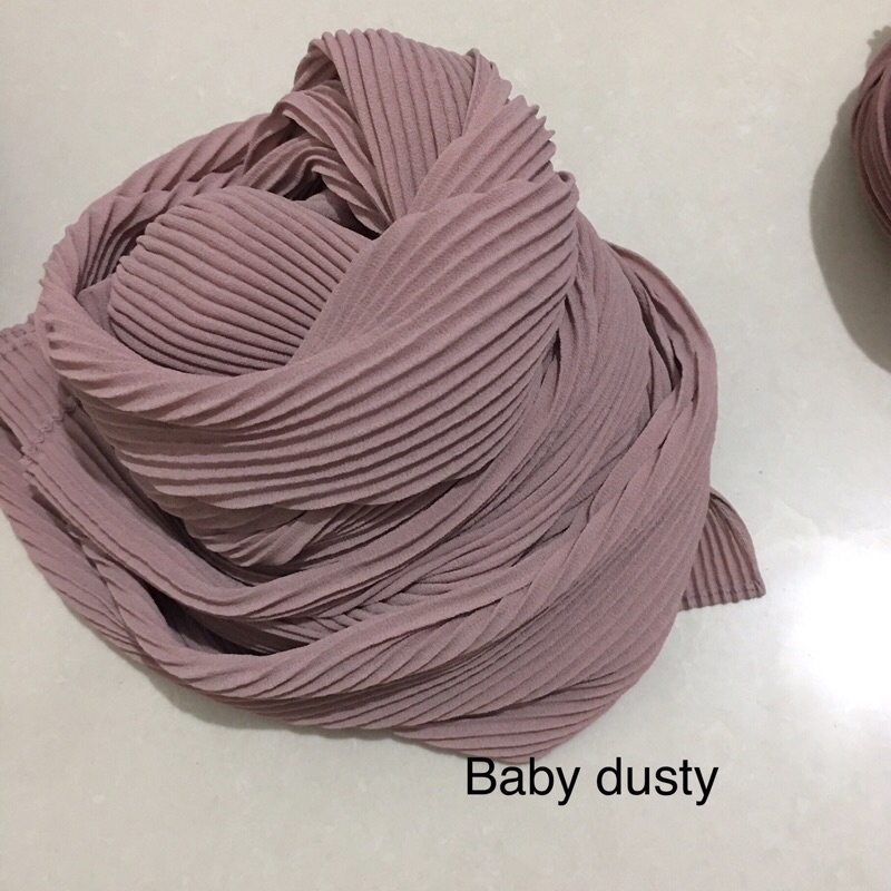 [TANPA GARIS TENGAH] FULL PLISKET PASHMINA pashmina plisket ceruty babydoll pasmina plisket-Baby dusty