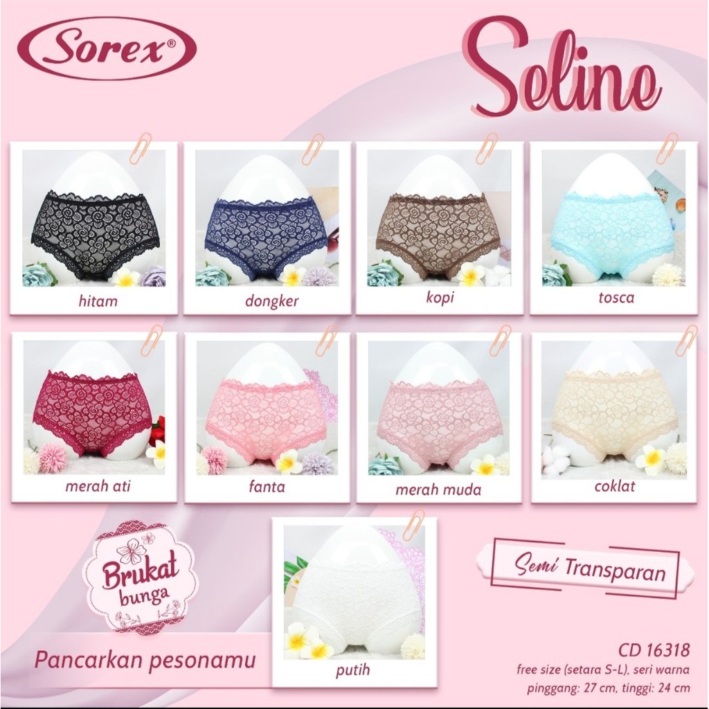 SOREX 16318 SELINE - CD CELANA DALAM BRUKAT SEMI TRANSPARAN WANITA