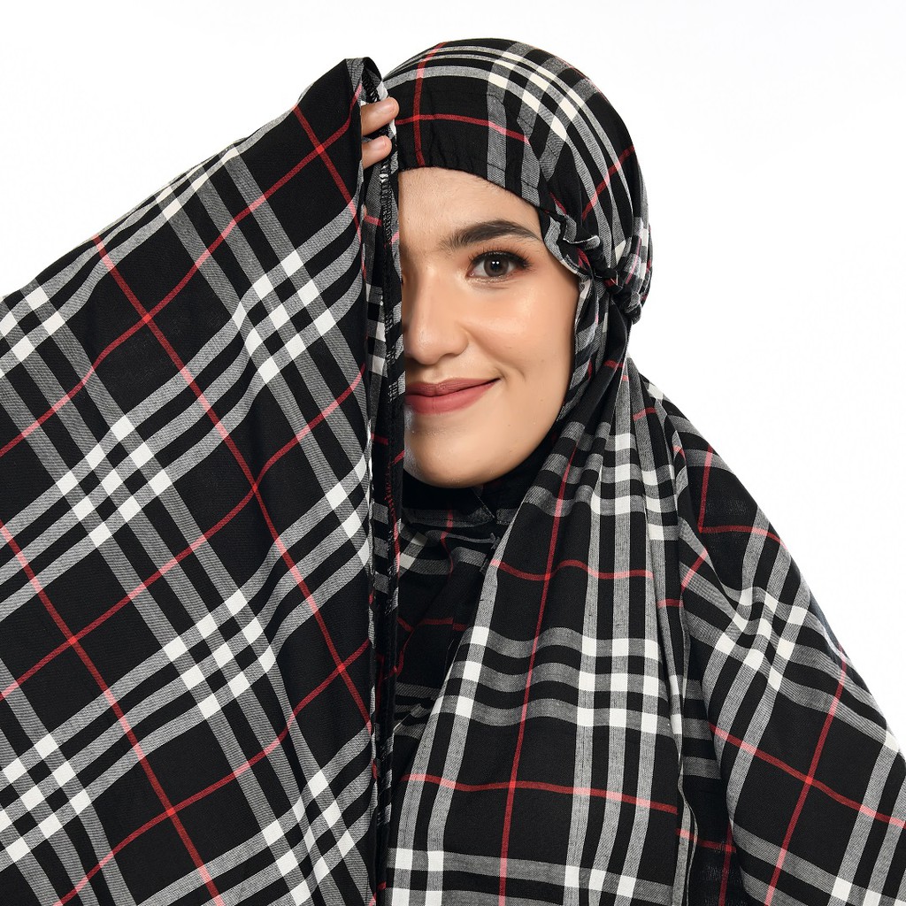 Mukena Hitam Traveling Motif Burberry Youkaa