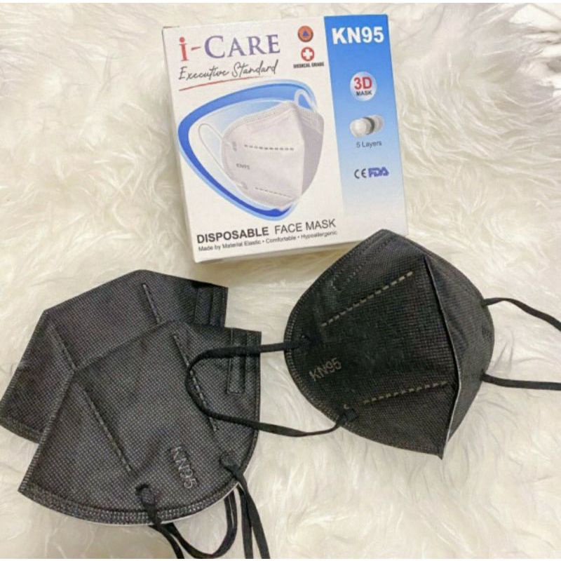Masker KN95 embos merk Chasa KN 95mask embos abu dan Hitam 5ply isi 10pcs 1 box
