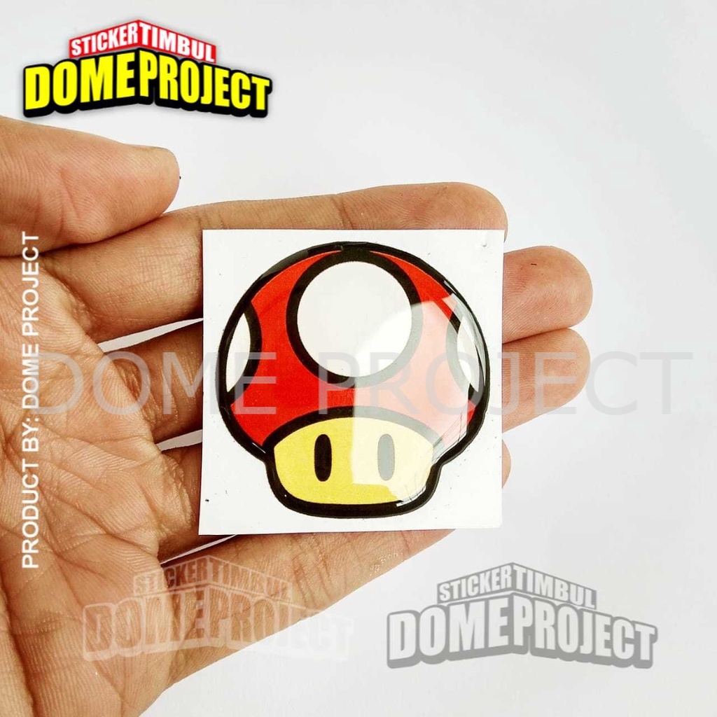 RED MUSHROOM MARIO BROS EMBLEM STIKER RESIN LENTUR STICKER OUTDOOR STIKER MOTOR