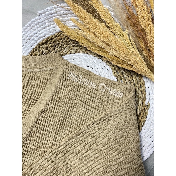 CARDIGAN RAJUT MALONE Wanita Knit Kardigan-MALONE KREM